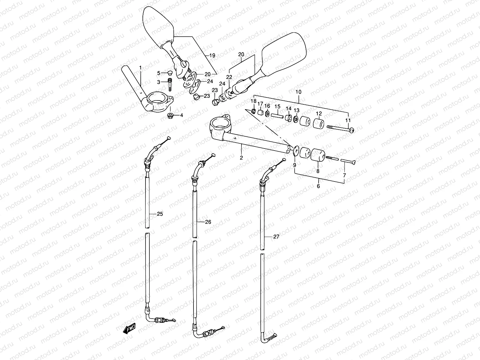 40A - HANDLEBAR (MODEL S/T/V/W)