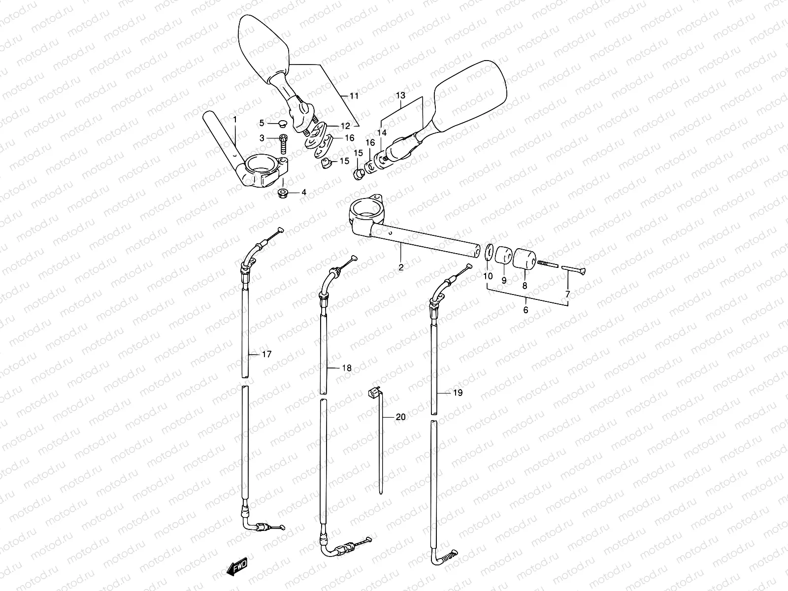 40A - HANDLEBAR (MODEL S/T/V/W)