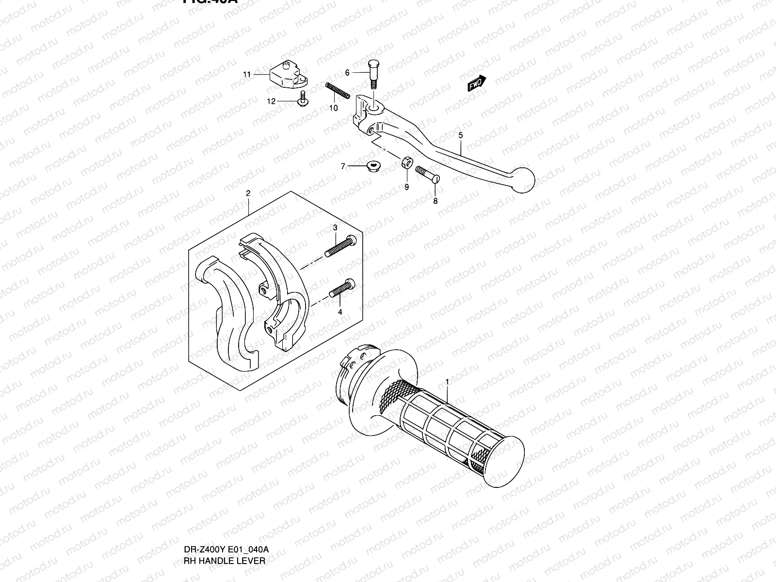 40A - RIGHT HANDLE LEVER (DR-Z400E E24)