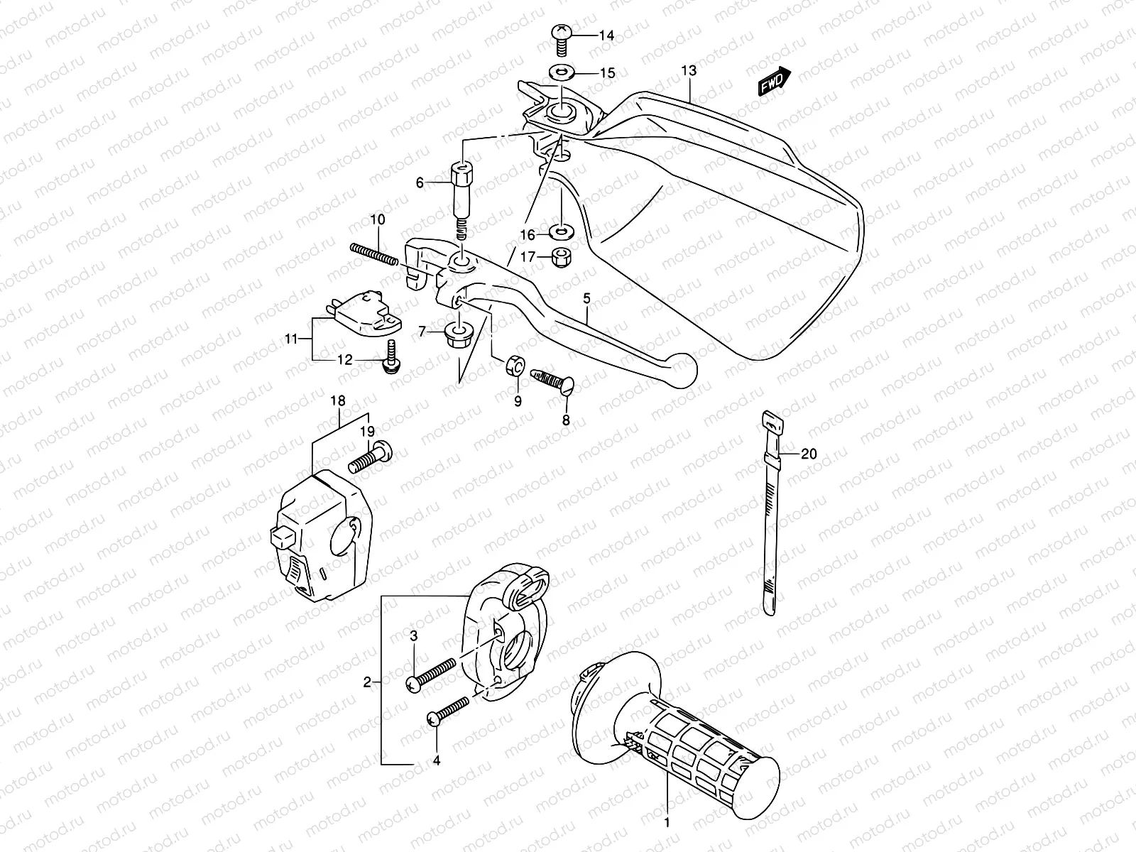 40A - RIGHT HANDLE SWITCH (MODEL N/P/R E21)