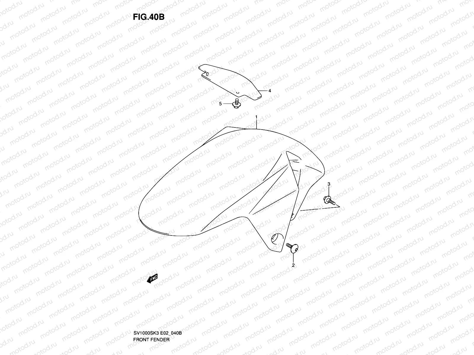 40B - FRONT FENDER (SV1000SZ/S1Z/S2Z K5)