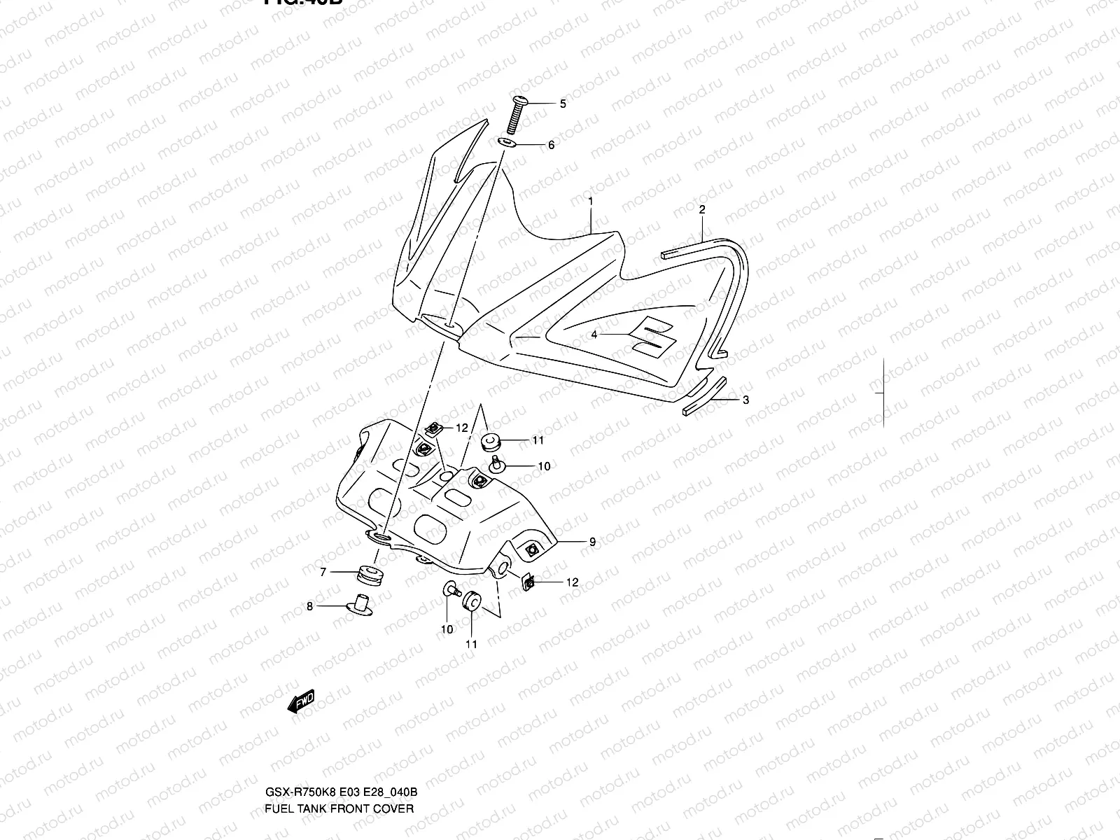 40B - FUEL TANK FRONT C0VER (MODEL L0)
