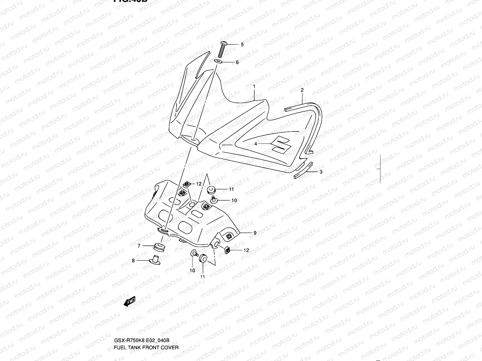 40B - FUEL TANK FRONT C0VER (MODEL L0)