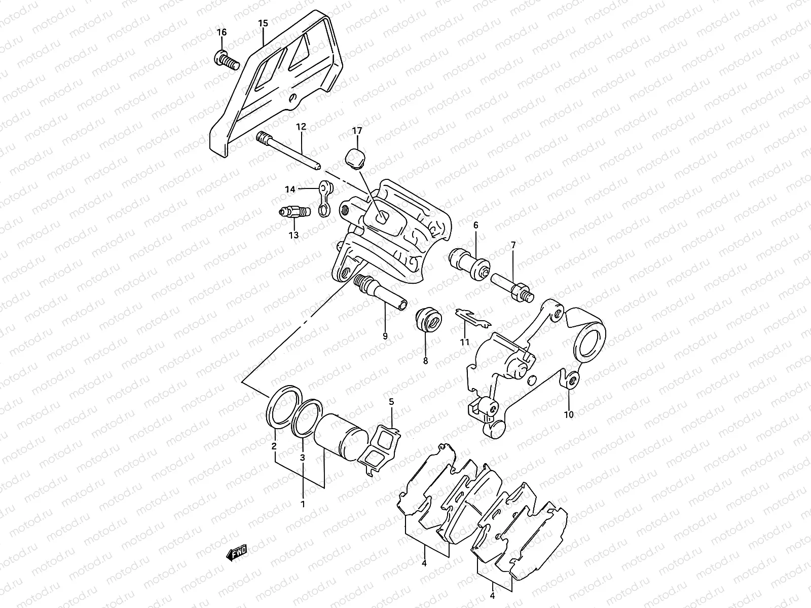 40C - REAR CALIPER (MODEL P/R)