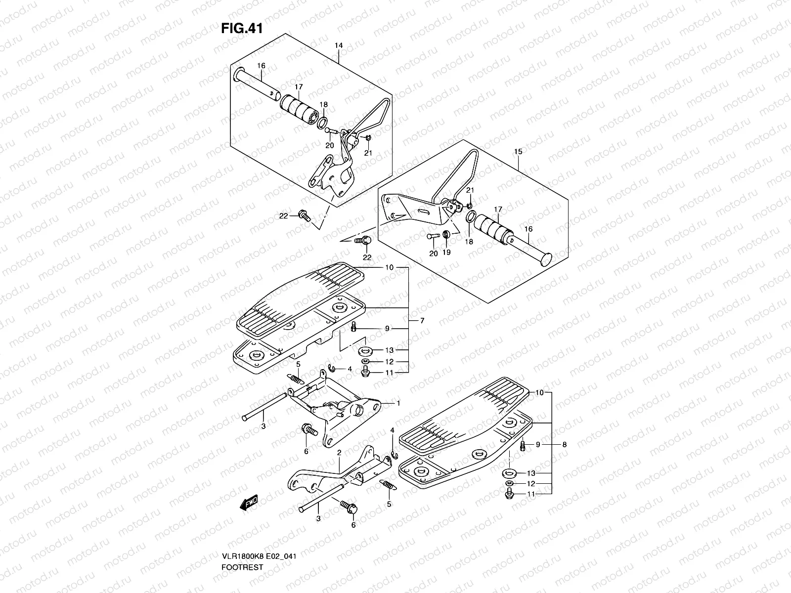 41 - FOOTREST (WITHOUT VLR1800TK9/TL0 E24)