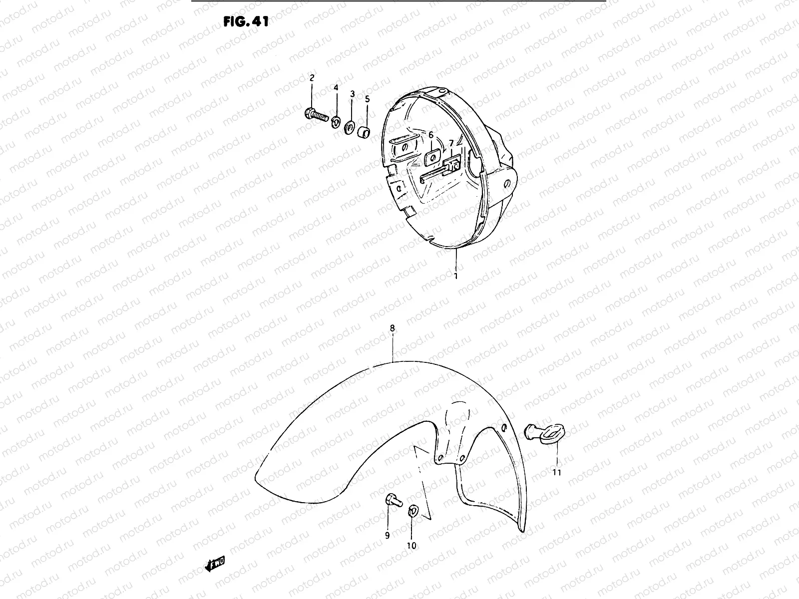 41 - FRONT FENDER - HEADLAMP HOUSING (MODEL E)