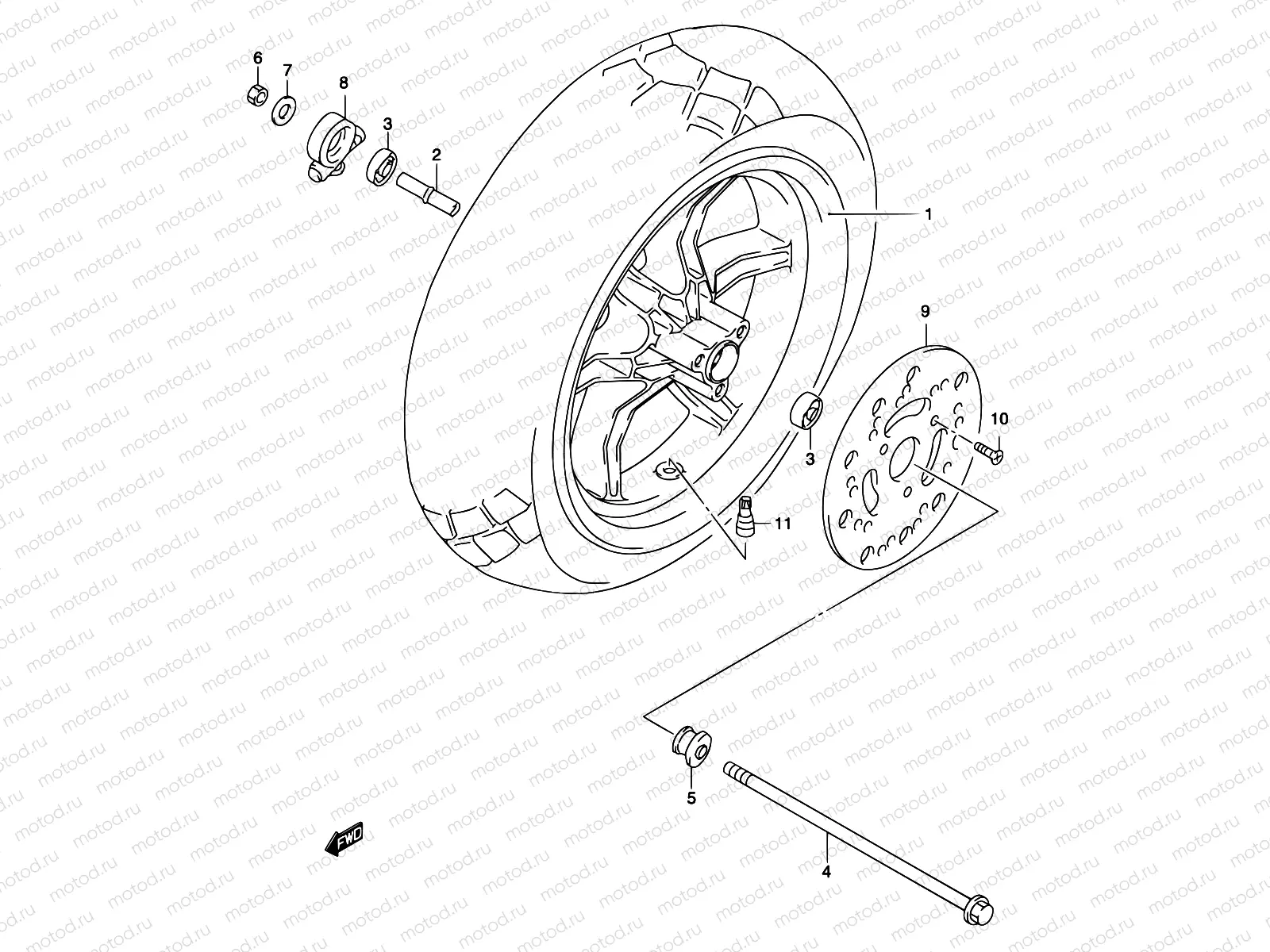 41 - FRONT WHEEL (MODEL K1/K2/K3)