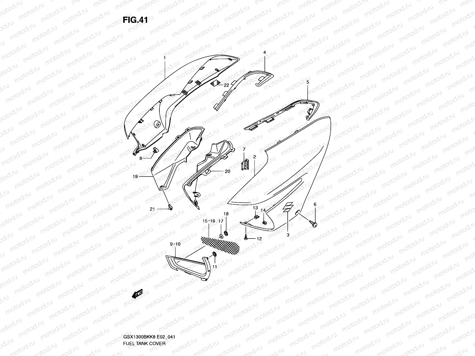 41 - FUEL TANK COVER (MODEL K8/K9)