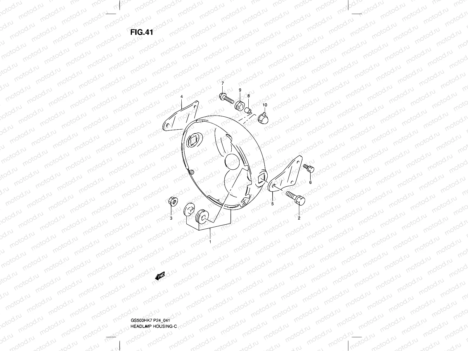 41 - HEADLAMP HOUSING (WITHOUT COWLING)