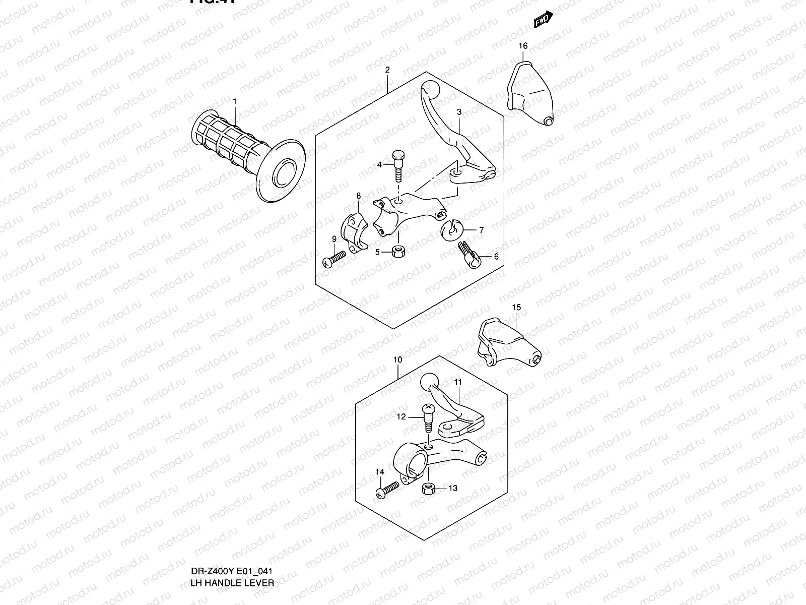 41 - LEFT HANDLE LEVER (DR-Z400Y/K1/K2/K3/K4 E01)