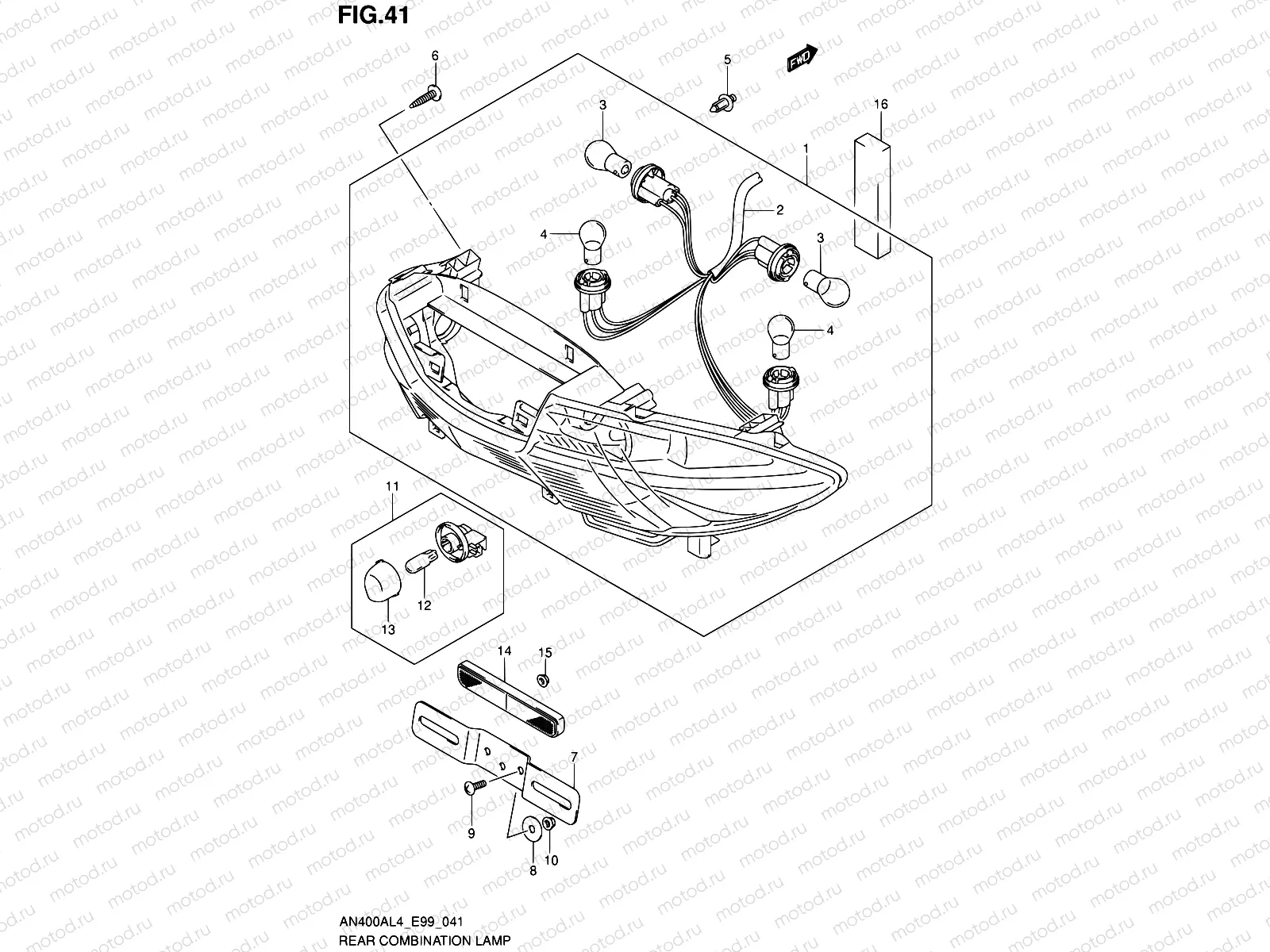 41 - REAR COMBINATION LAMP (N/REFLECTOR) (AN400AL4 E99)