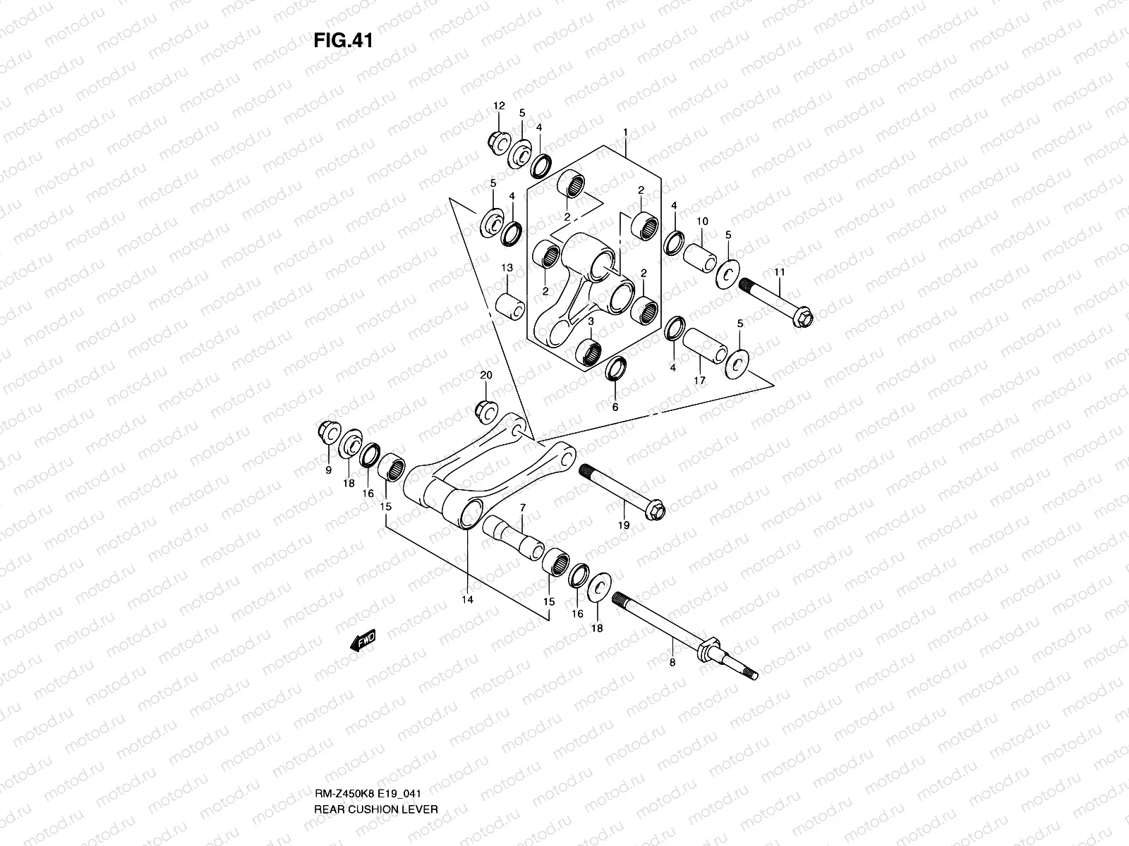 41 - REAR CUSHION LEVER (RM-Z450K8/K9)