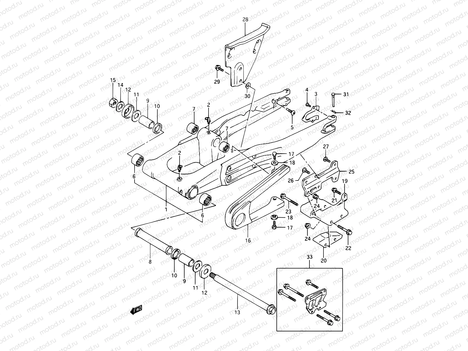 41 - REAR SWINGING ARM (MODEL L/M/N/P)