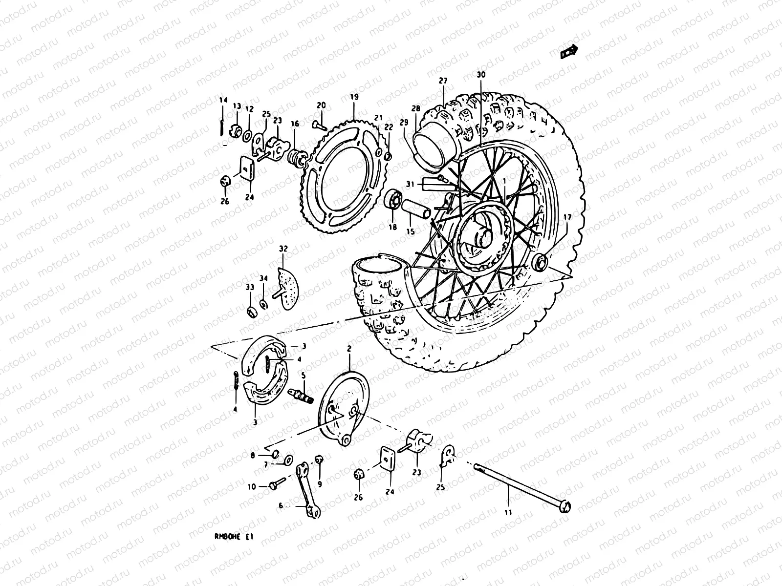 41 - REAR WHEEL (MODEL E)