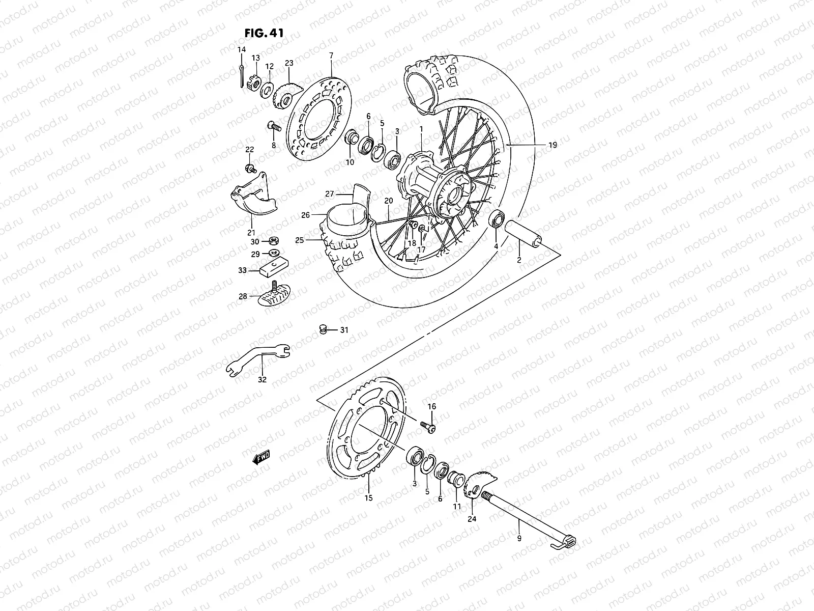 41 - REAR WHEEL (MODEL K/L/M)