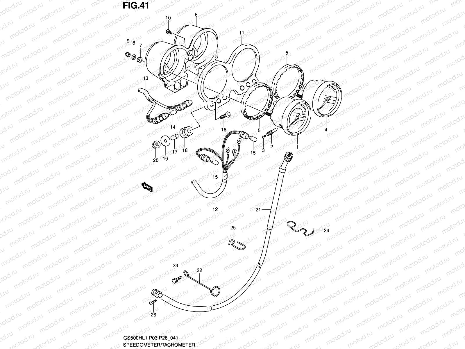 41 - SPEEDOMETER - TACHOMETER (GS500FH P03)