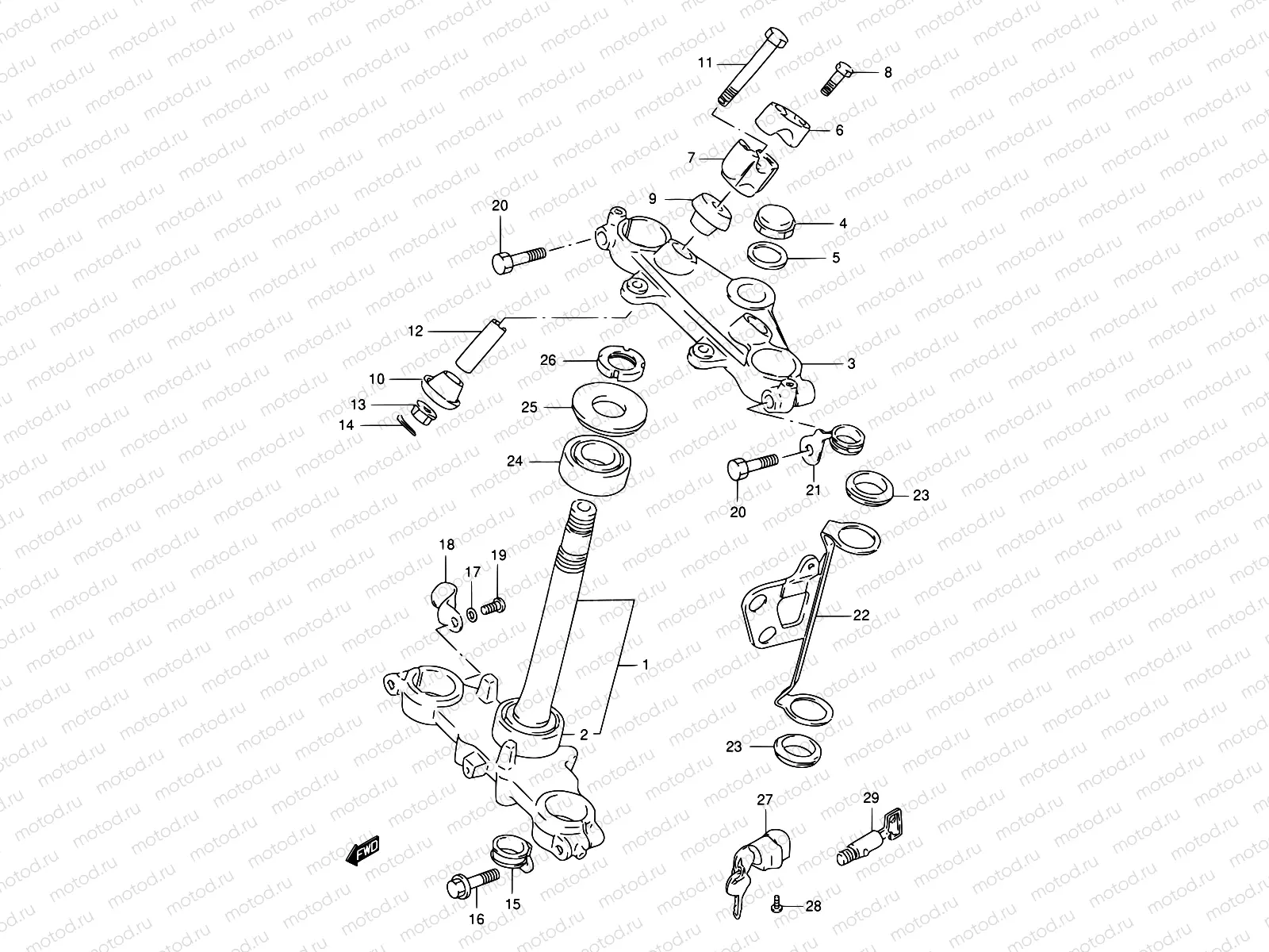 41 - STEERING STEM (MODEL R/S/T)