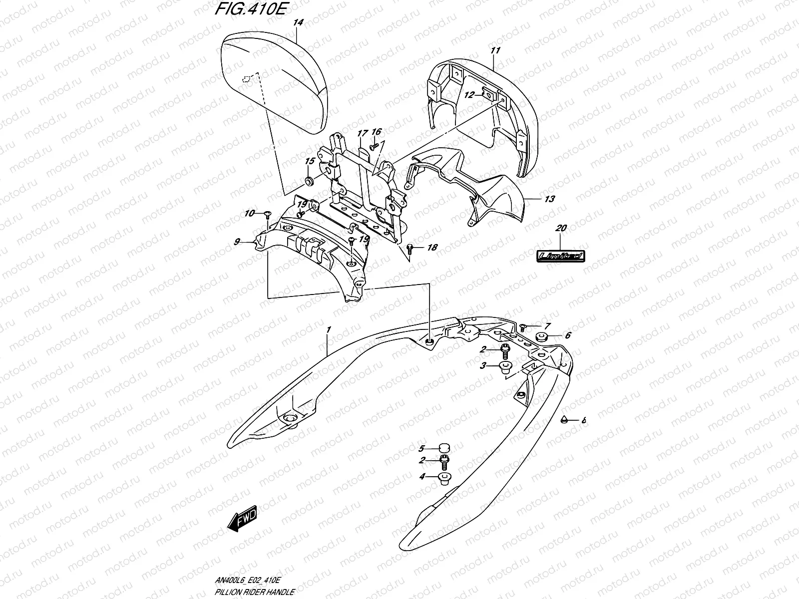 410E - PILLION RIDER HANDLE (AN400ZAL6 E19)