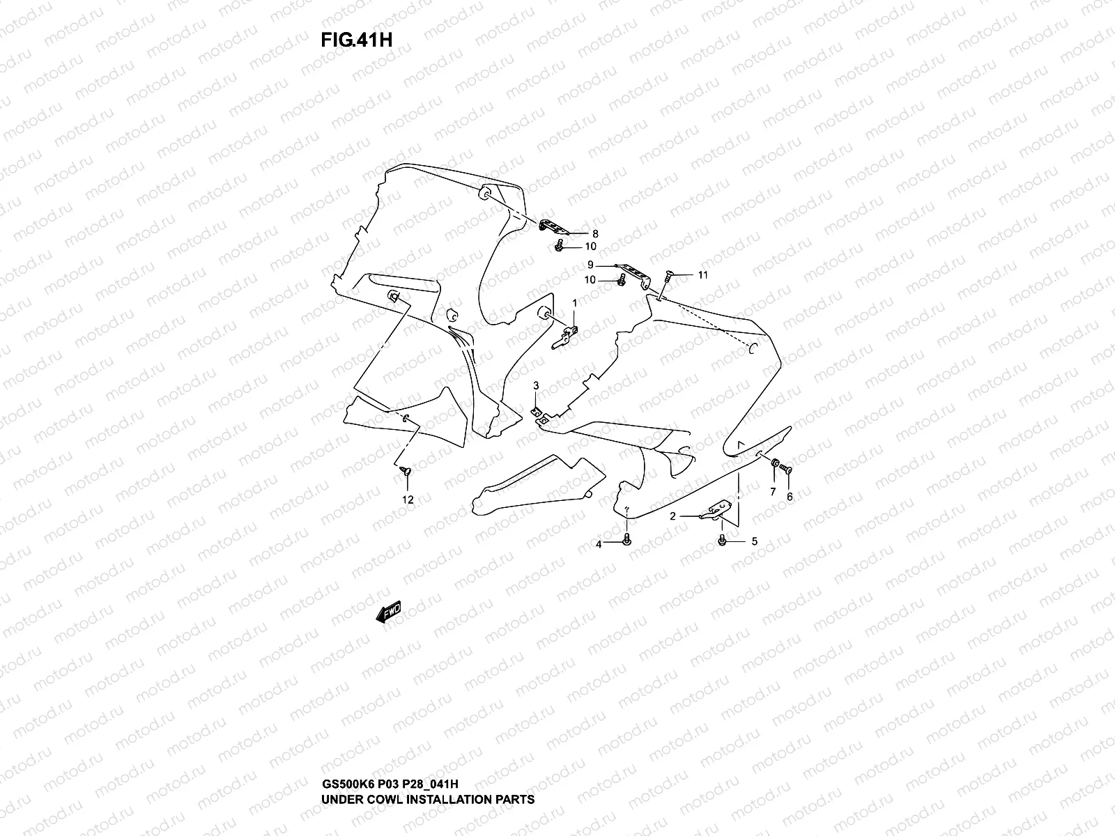 41H - UNDER COWLING INSTALLATION PARTS (GS500FK4/K5/K6)