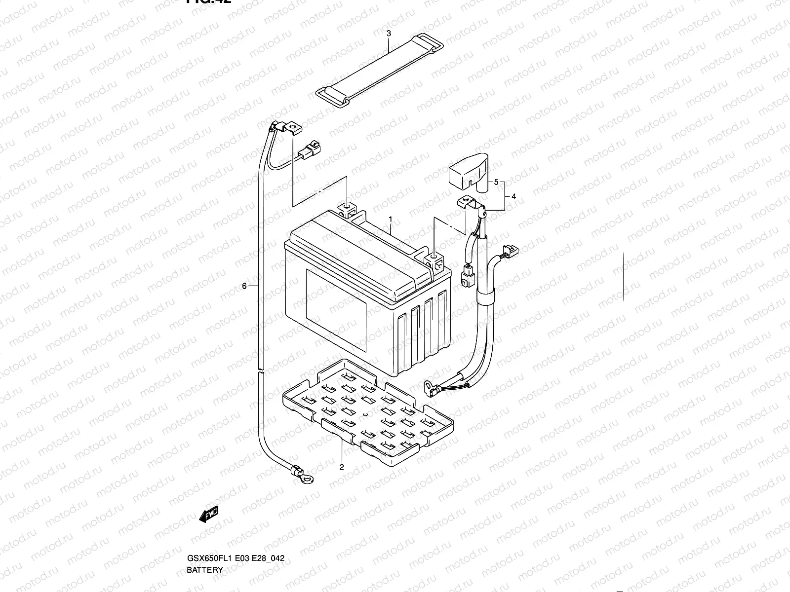 42 - BATTERY (GSX650FAL1 E28)