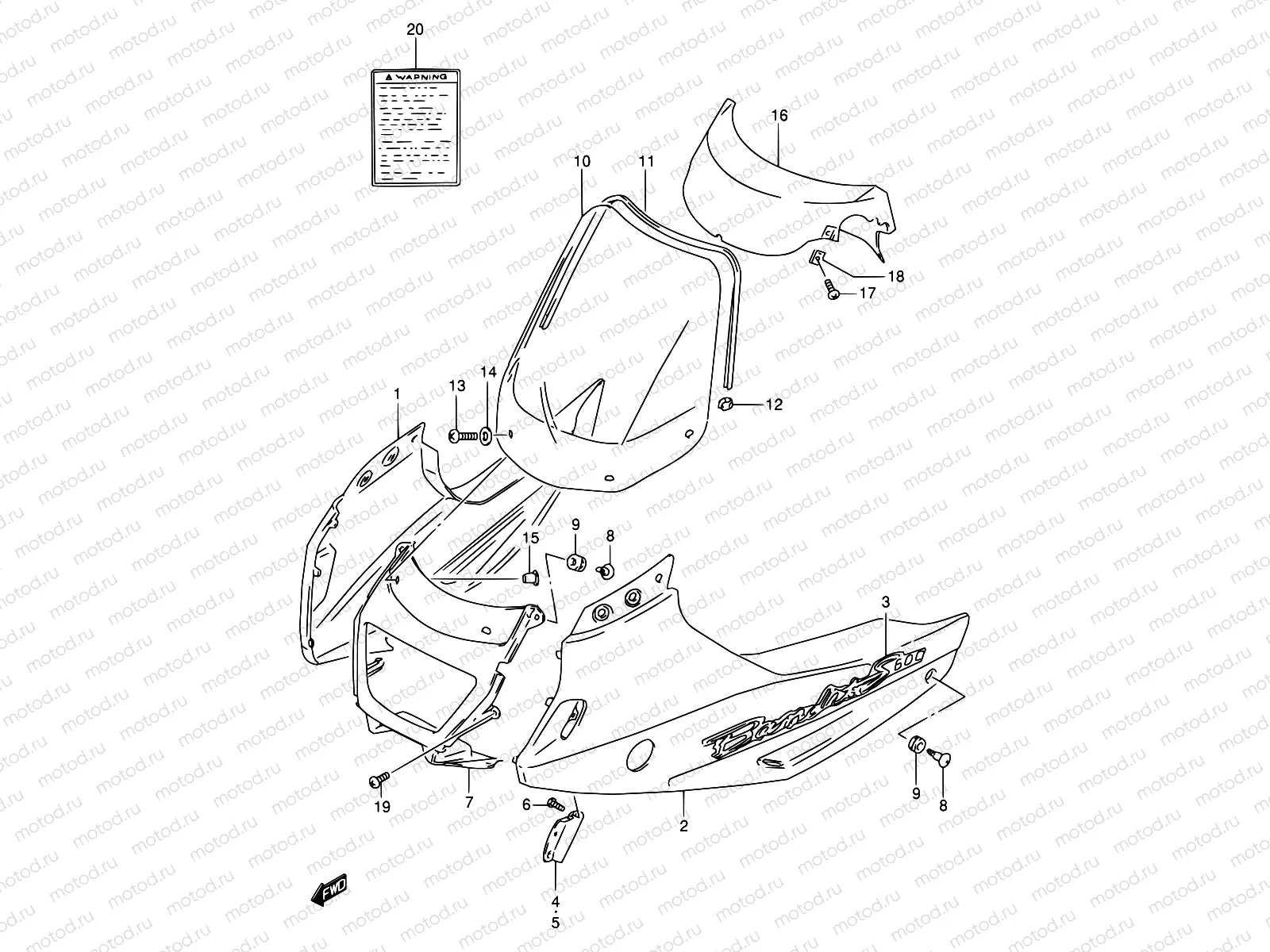 42 - COWLING BODY (GSF600ST/SUT/SV/SUV/SW/SUW/SX/SUX)