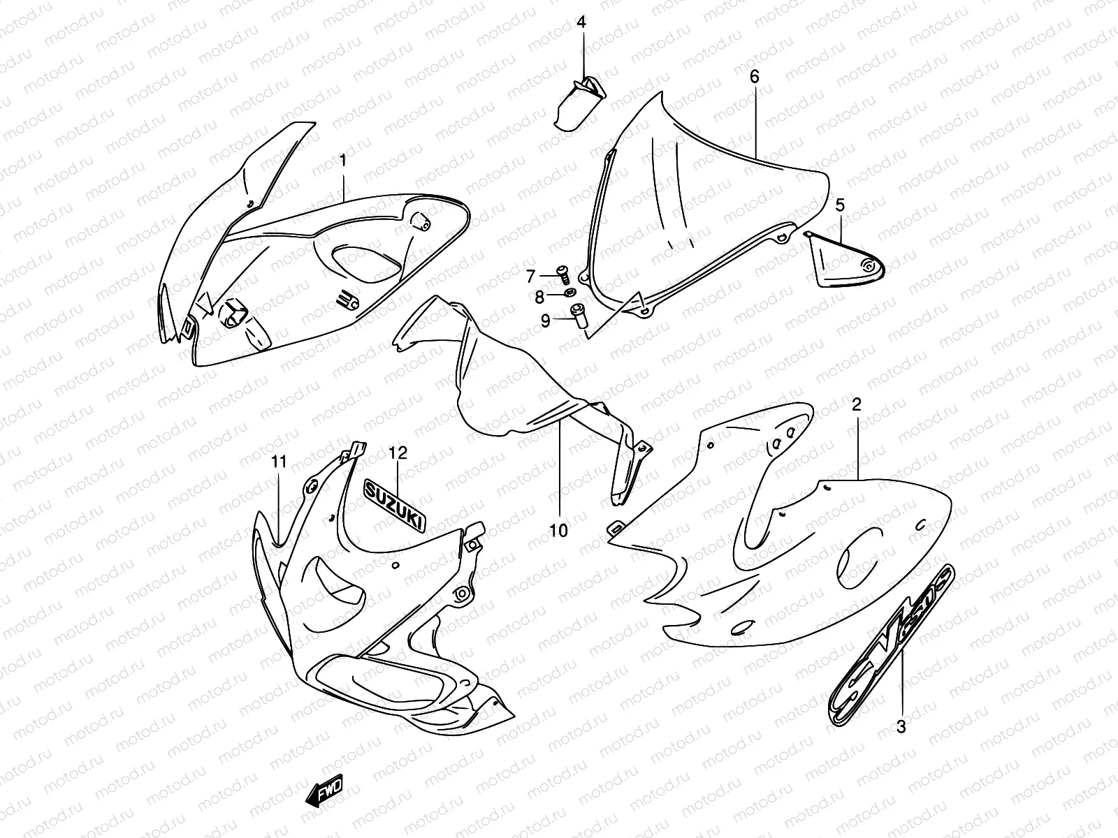 42 - COWLING BODY (SV650SX)