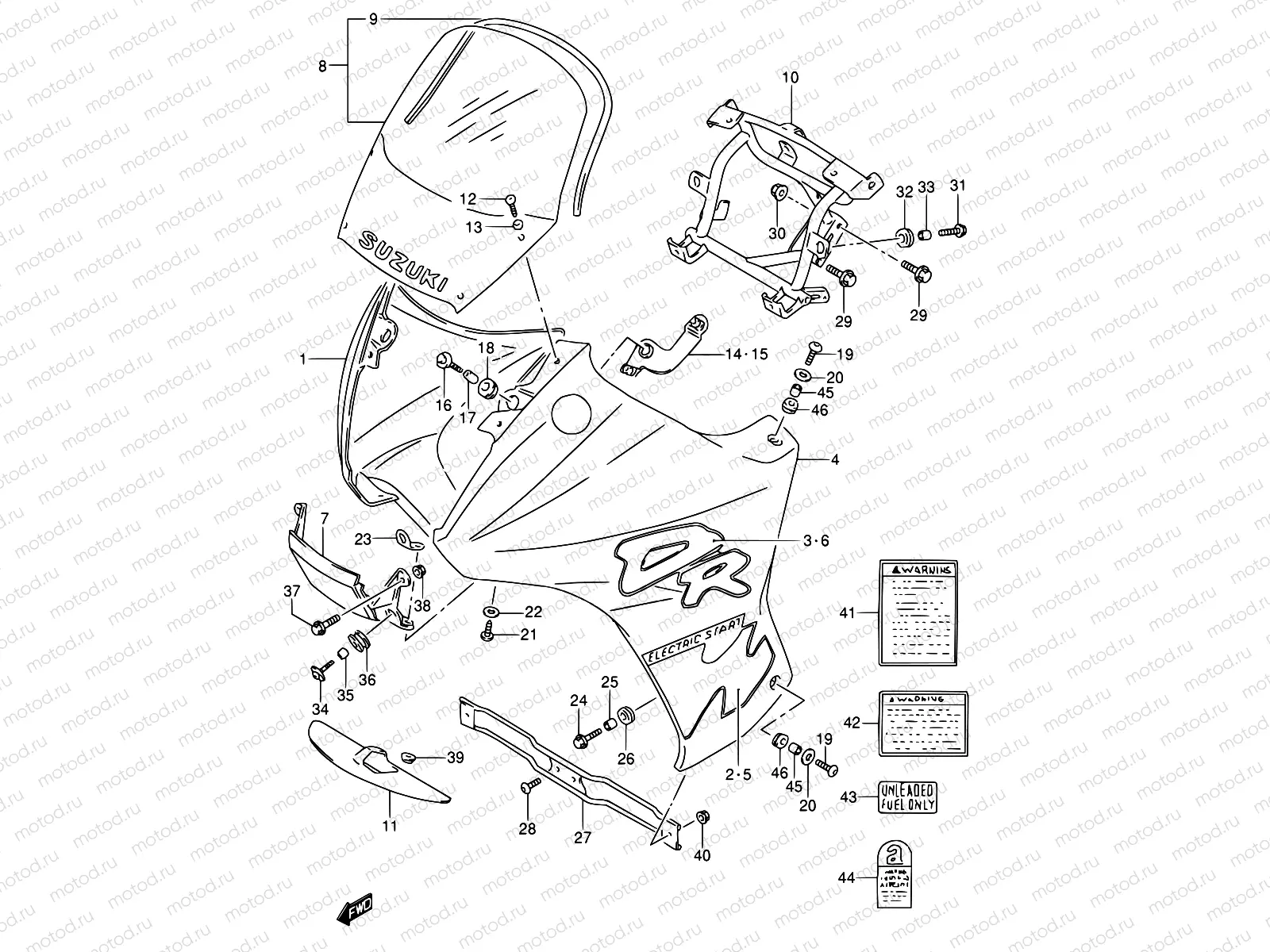 42 - COWLING - LABEL (MODEL M)
