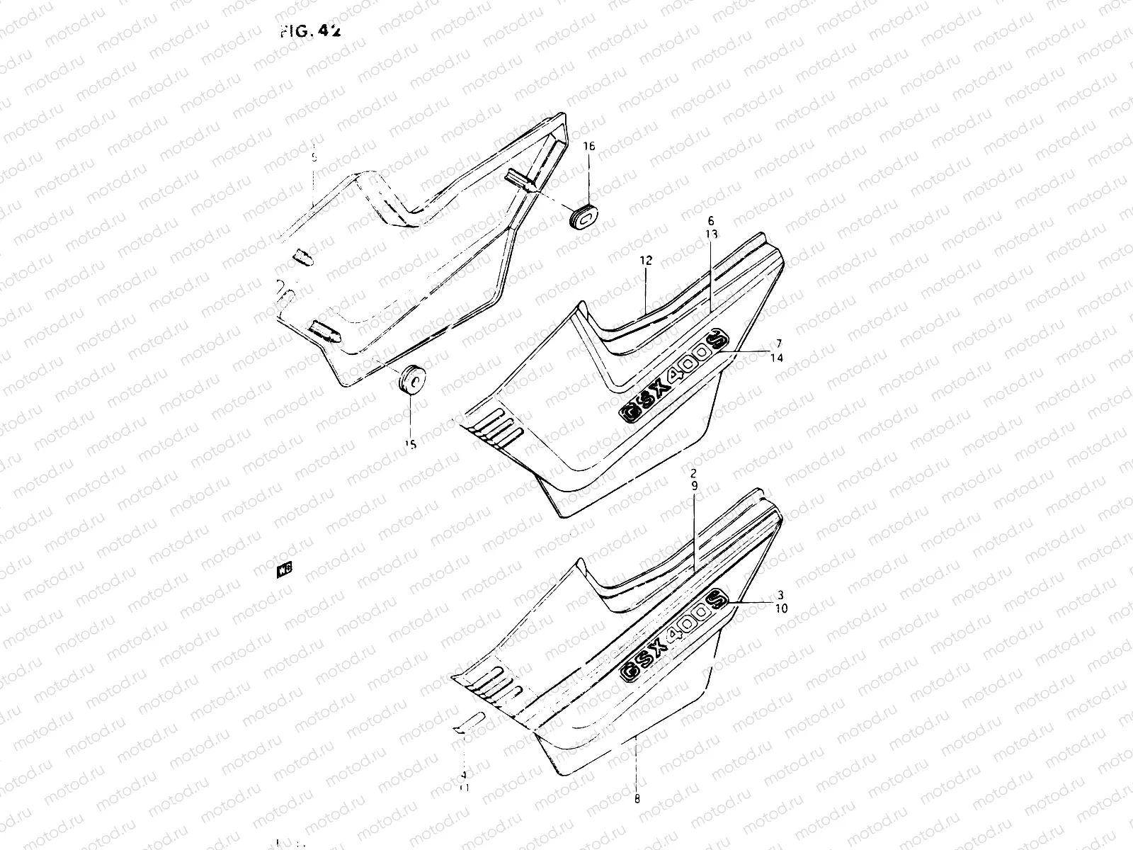 42 - FRAME COVER (GSX400SF/SG,GSX400EF E17)