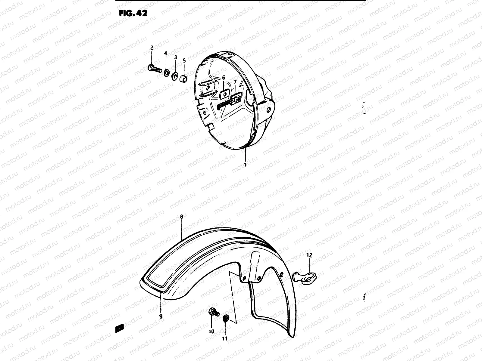 42 - FRONT FENDER - HEADLAMP HOUSING (MODEL F/G)