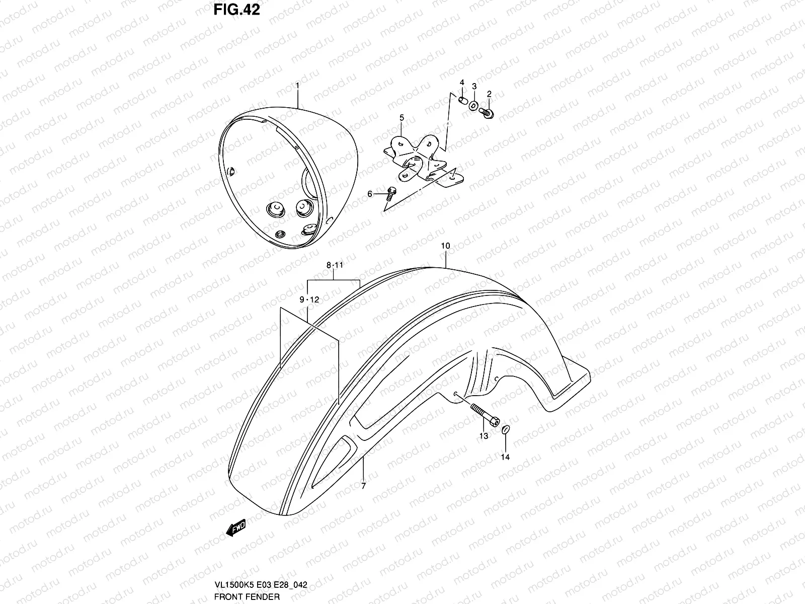42 - FRONT FENDER (MODEL K5/K6)