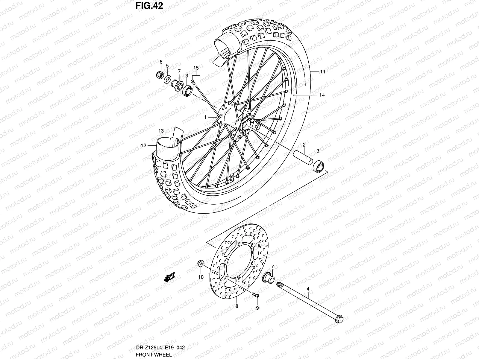 42 - FRONT WHEEL (DR-Z125LL4 E19)