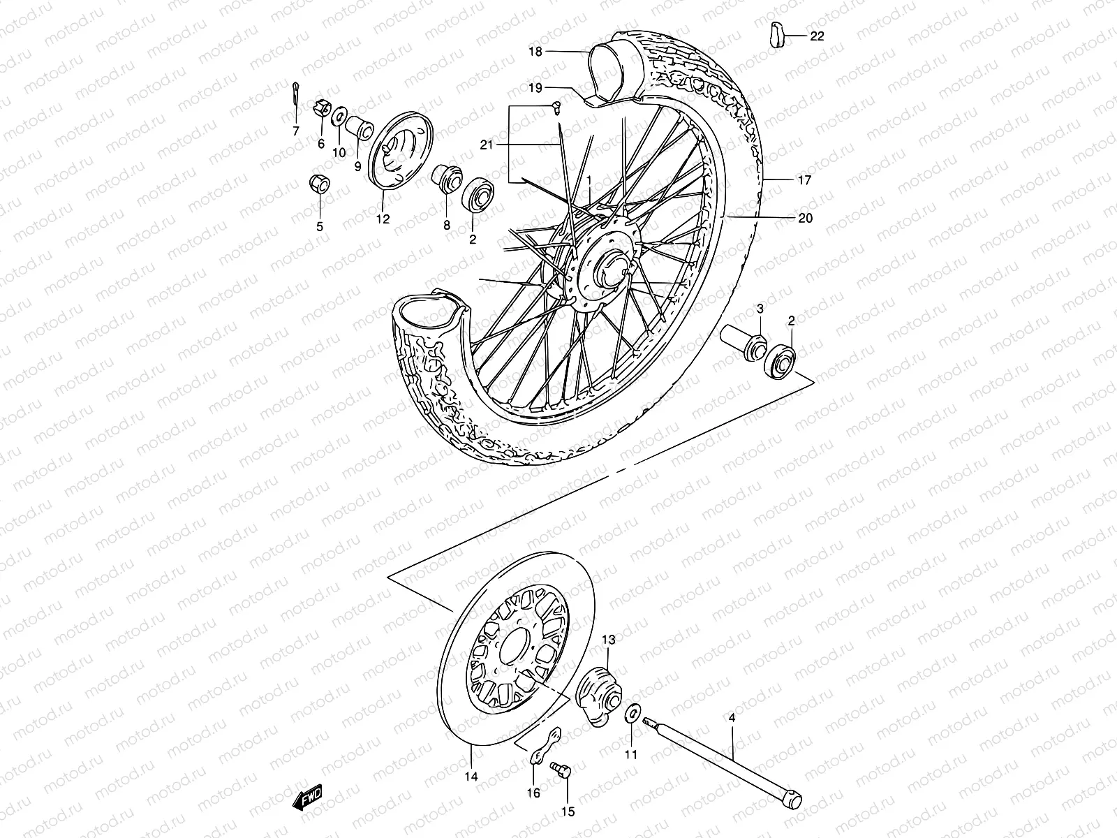 42 - FRONT WHEEL (GN250F/J/K/L/M/N/P/R)
