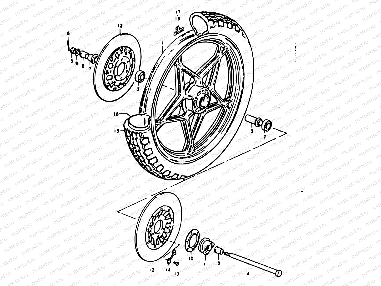 42 - FRONT WHEEL (GS1000HC, EC, HN, EN)