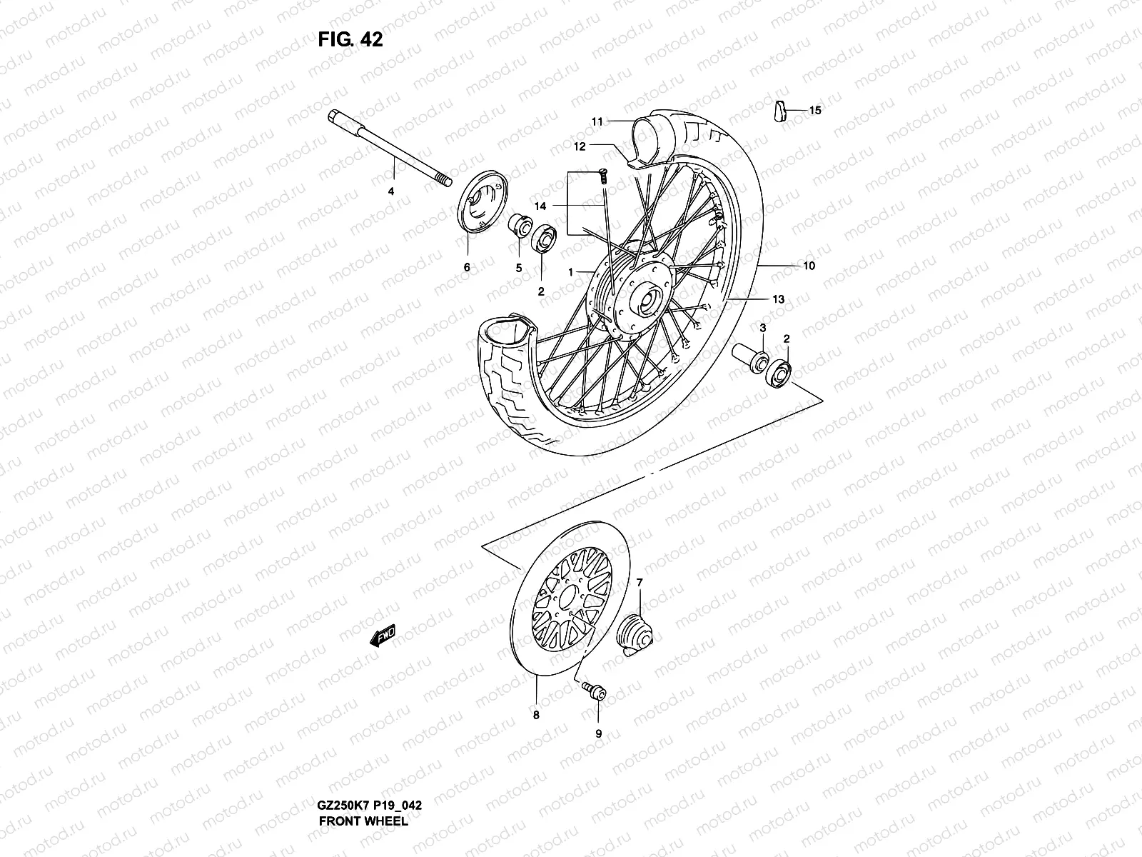42 - FRONT WHEEL (MODEL K3/K4)