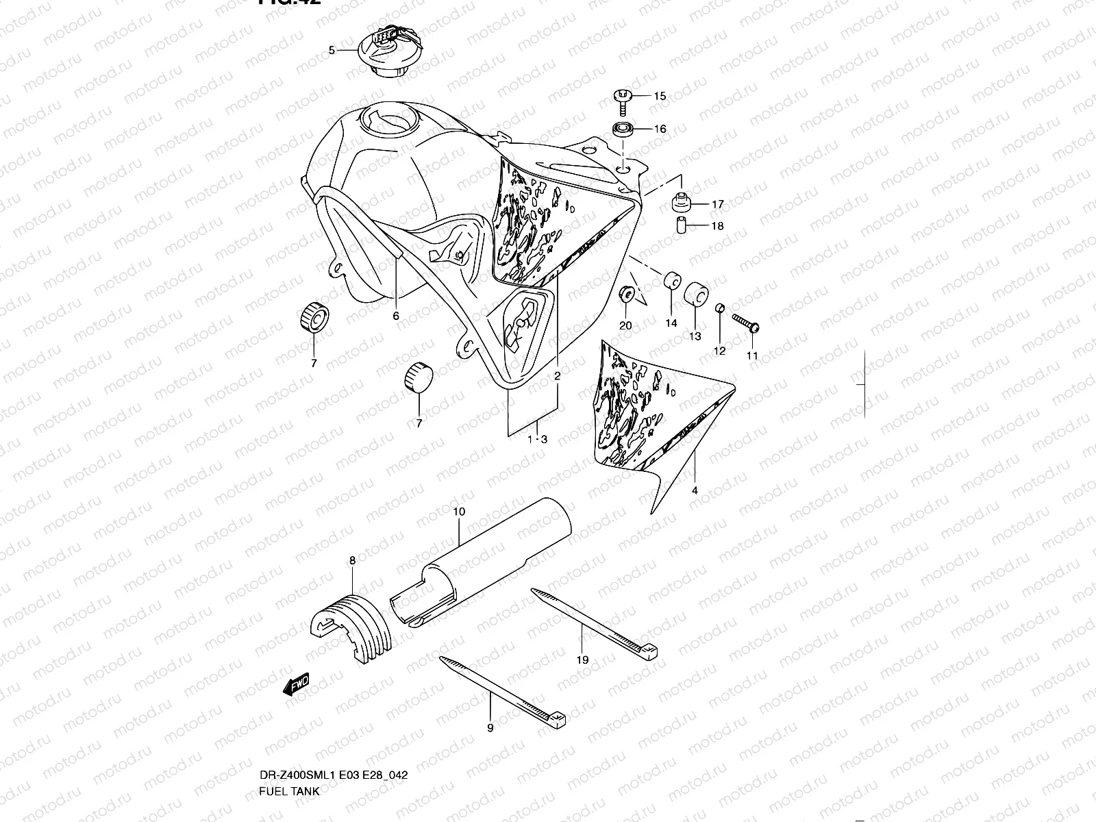 42 - FUEL TANK (DR-Z400SML1 E03)