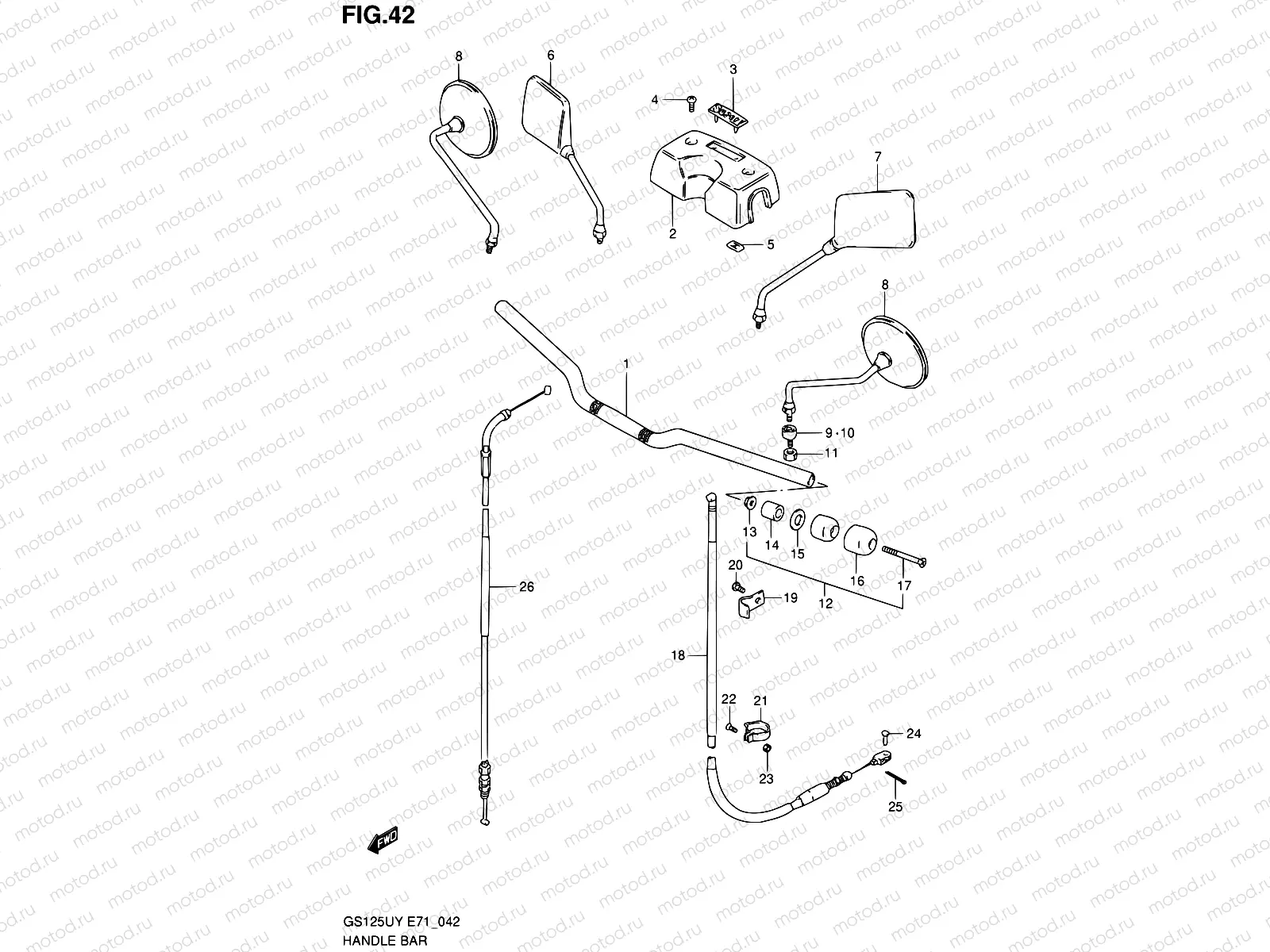 42 - HANDLEBAR - FRONT CABLE