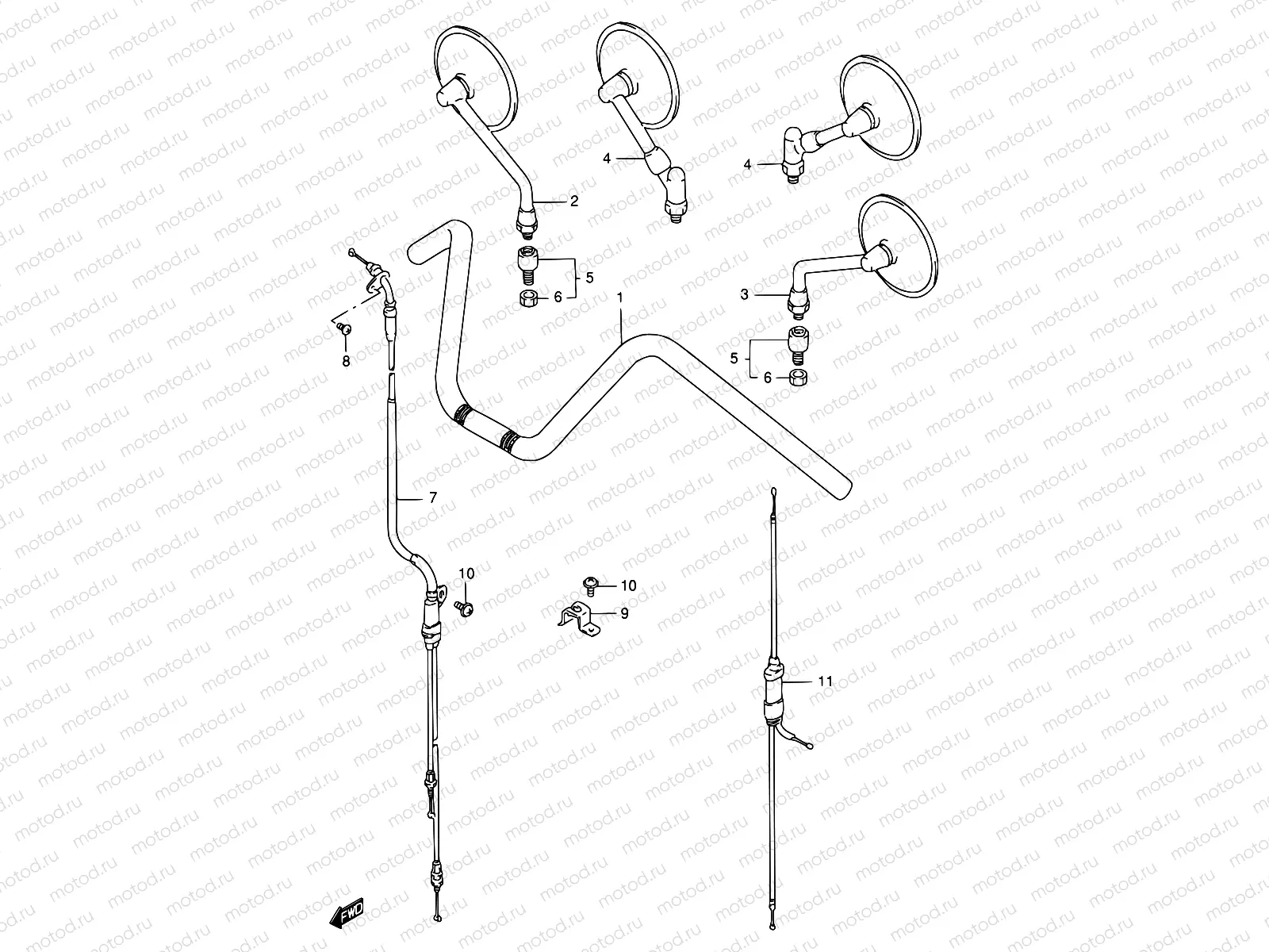 42 - HANDLEBAR (MODEL T/V/W/X)