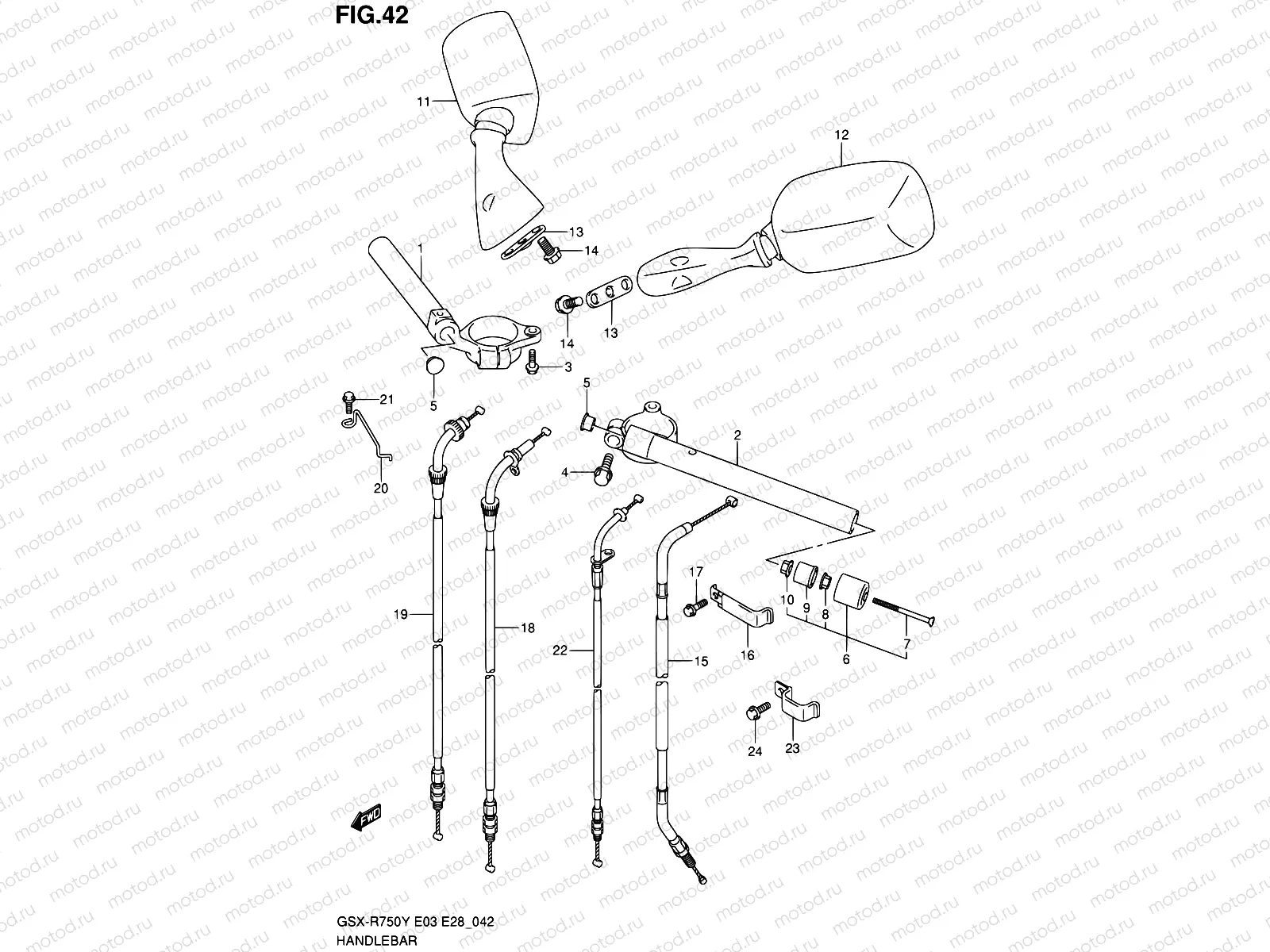 42 - HANDLEBAR (MODEL Y/K1)