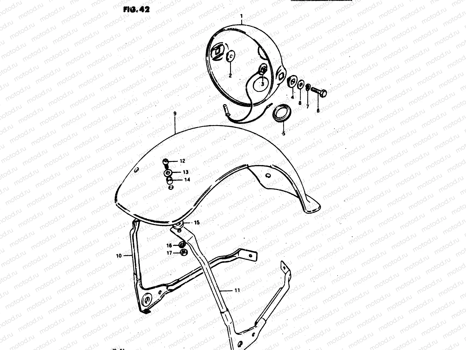 42 - HEADLAMP HOUSING - FRONT FENDER