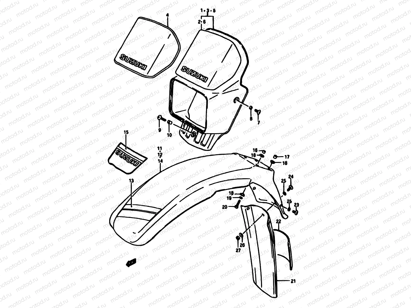 42 - HEADLAMP HOUSING-FRONT FENDER (MOD.F/G/H E15,16,17,18,22,24)