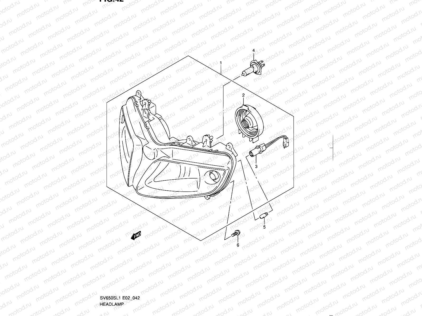 42 - HEADLAMP (SV650SL1 E02)
