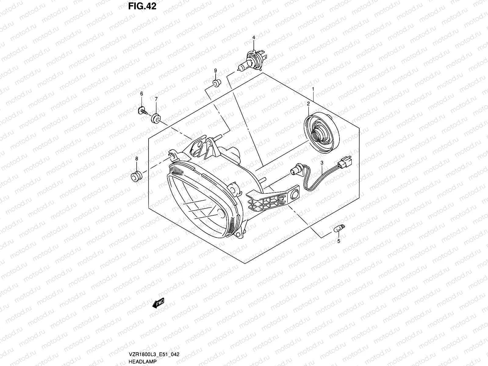 42 - HEADLAMP (VZR1800L3 E51)