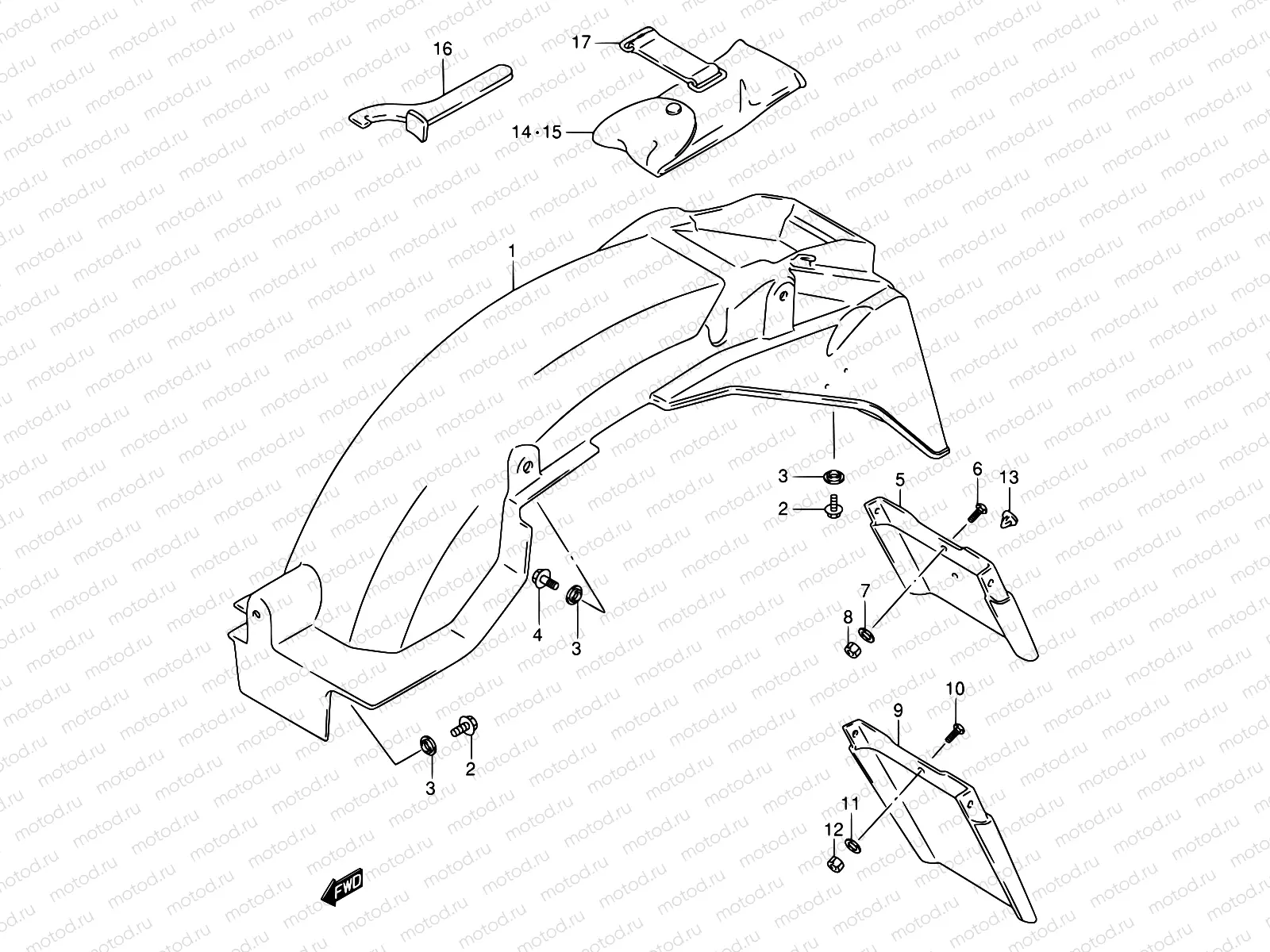 42 - REAR FENDER (MODEL K/L/M/N/P/R)