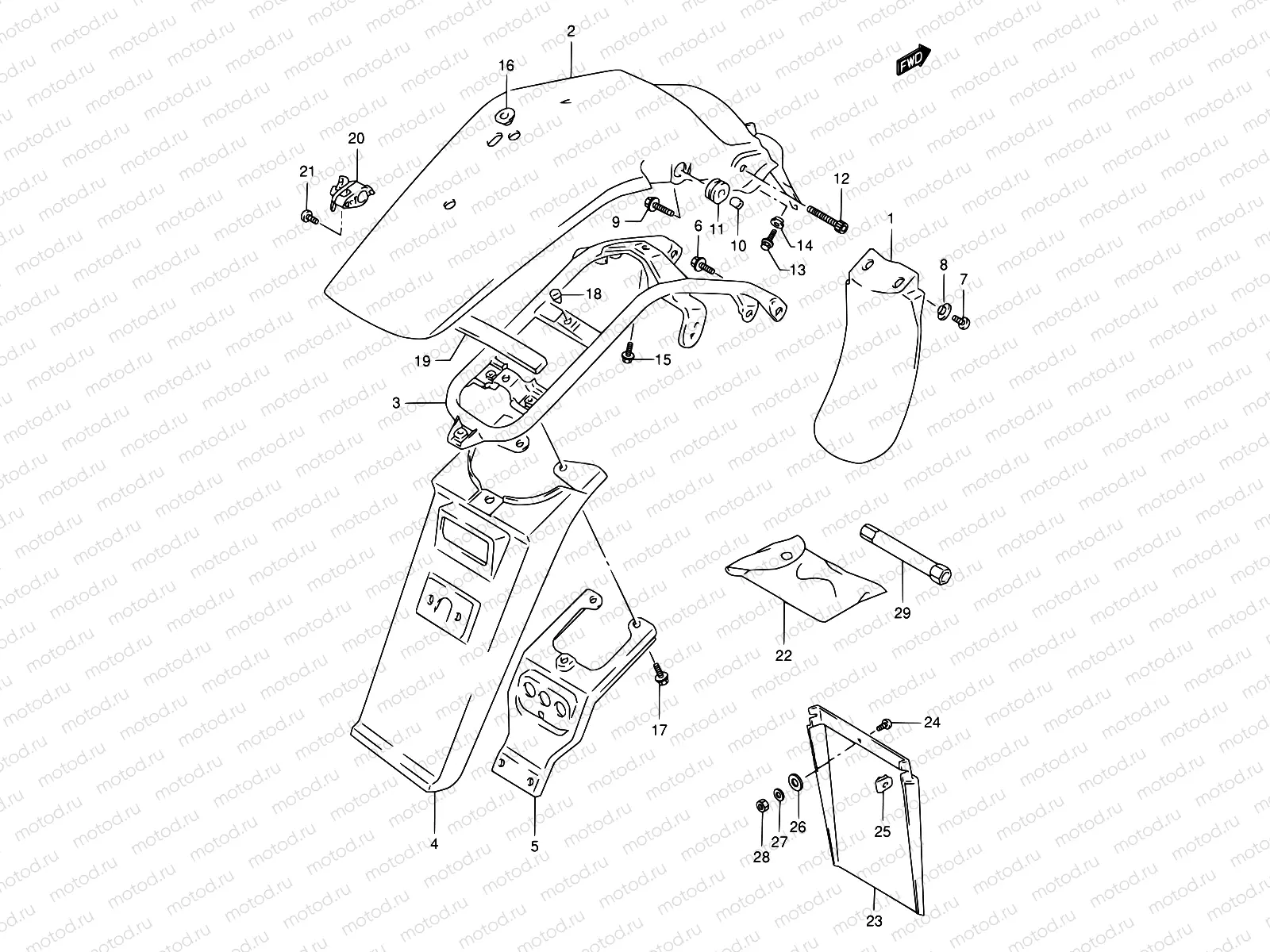 42 - REAR FENDER (MODEL R/S/T/V/W)