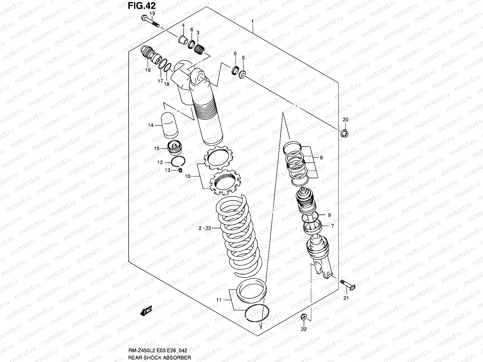 42 - REAR SHOCK ABSORBER (RM-Z4501L2 E28)