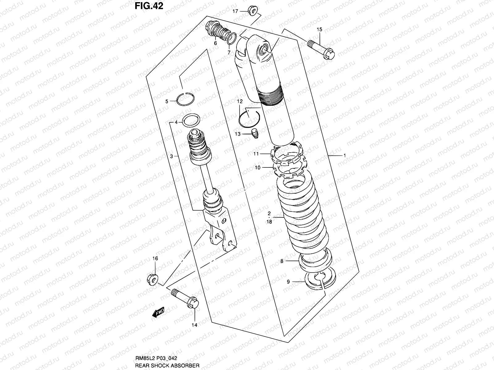42 - REAR SHOCK ABSORBER (RM85LL2 P03)