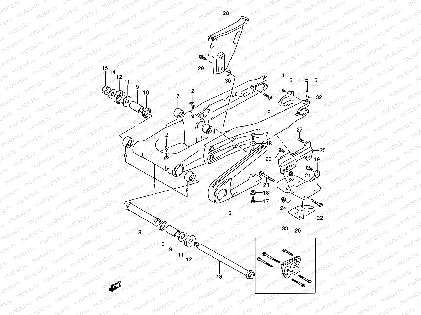 42 - REAR SWINGING ARM (MODEL L/M/N/P)