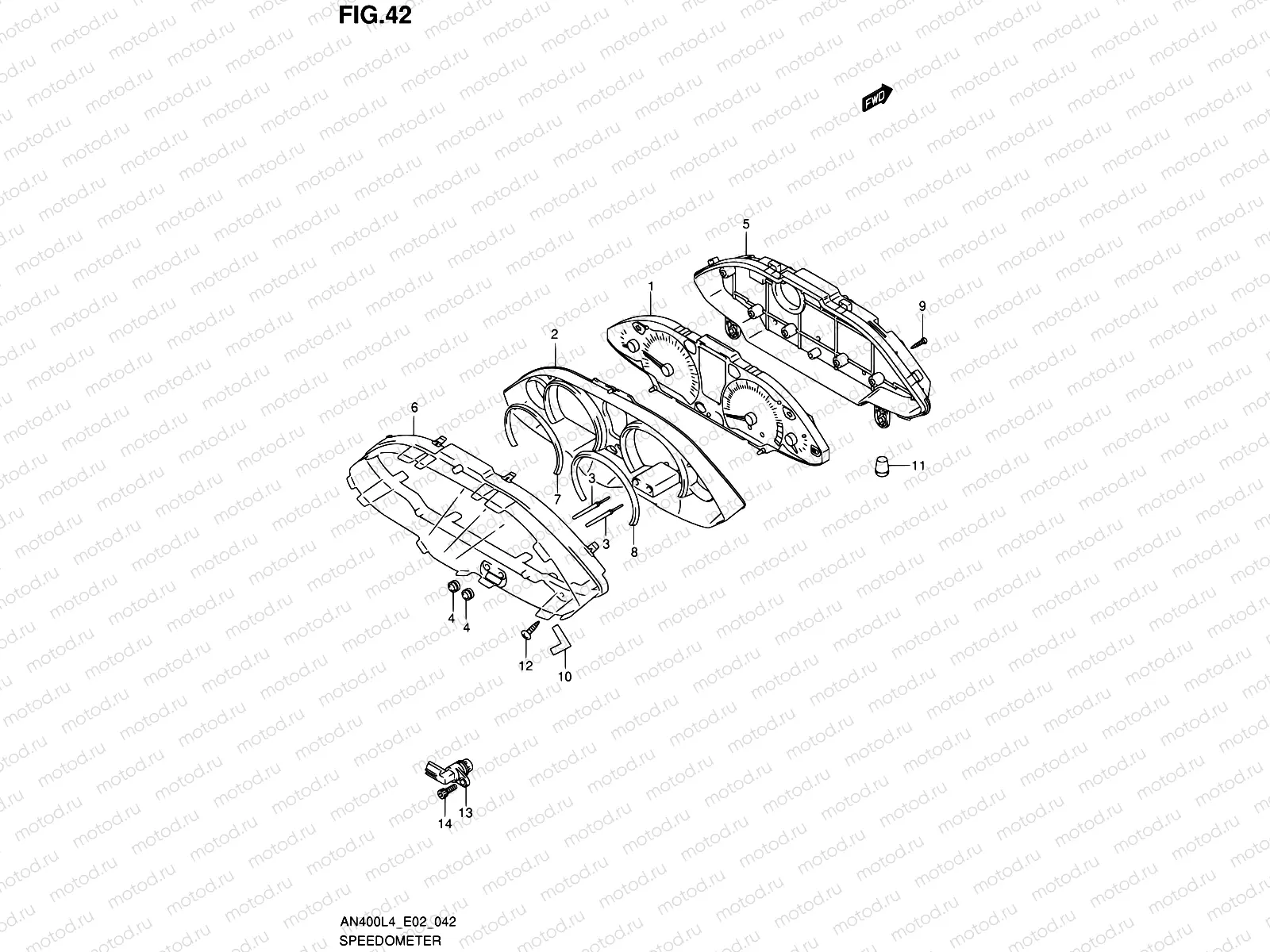 42 - SPEEDOMETER (AN400ZAL4 E19)