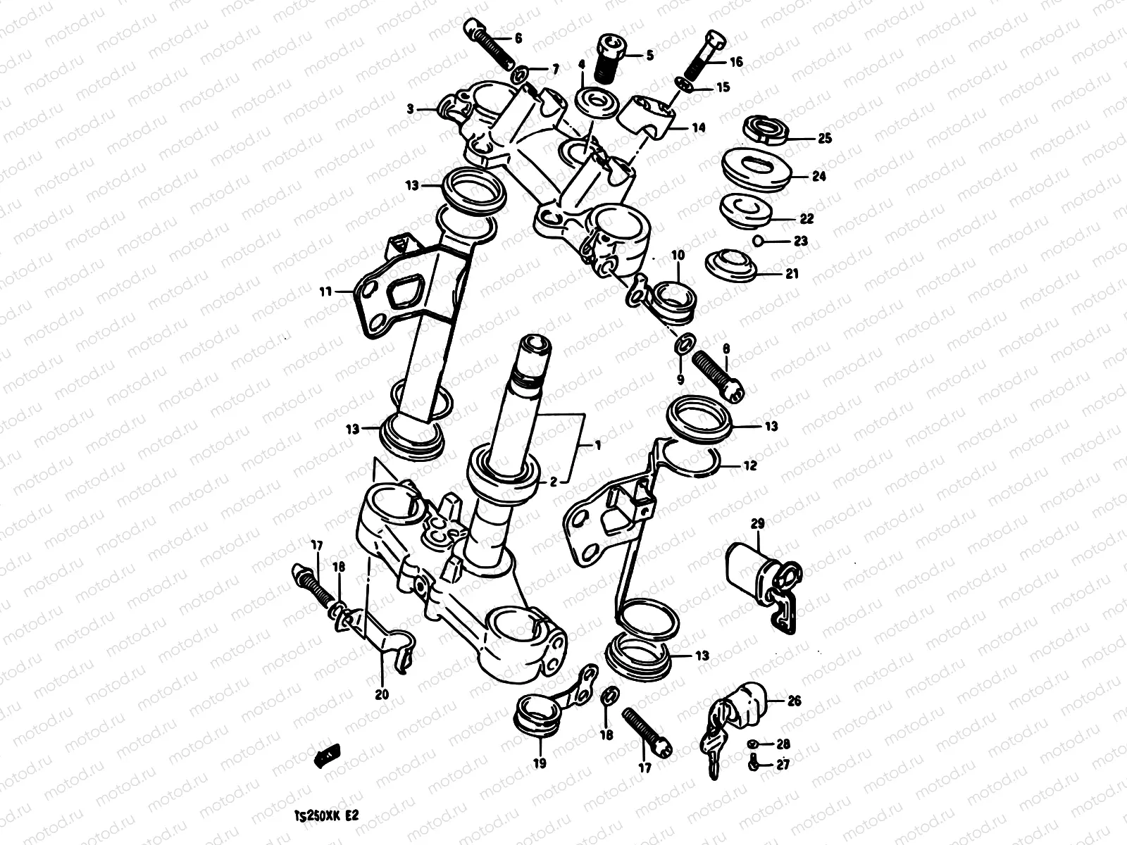42 - STEERING STEM (MODEL E)