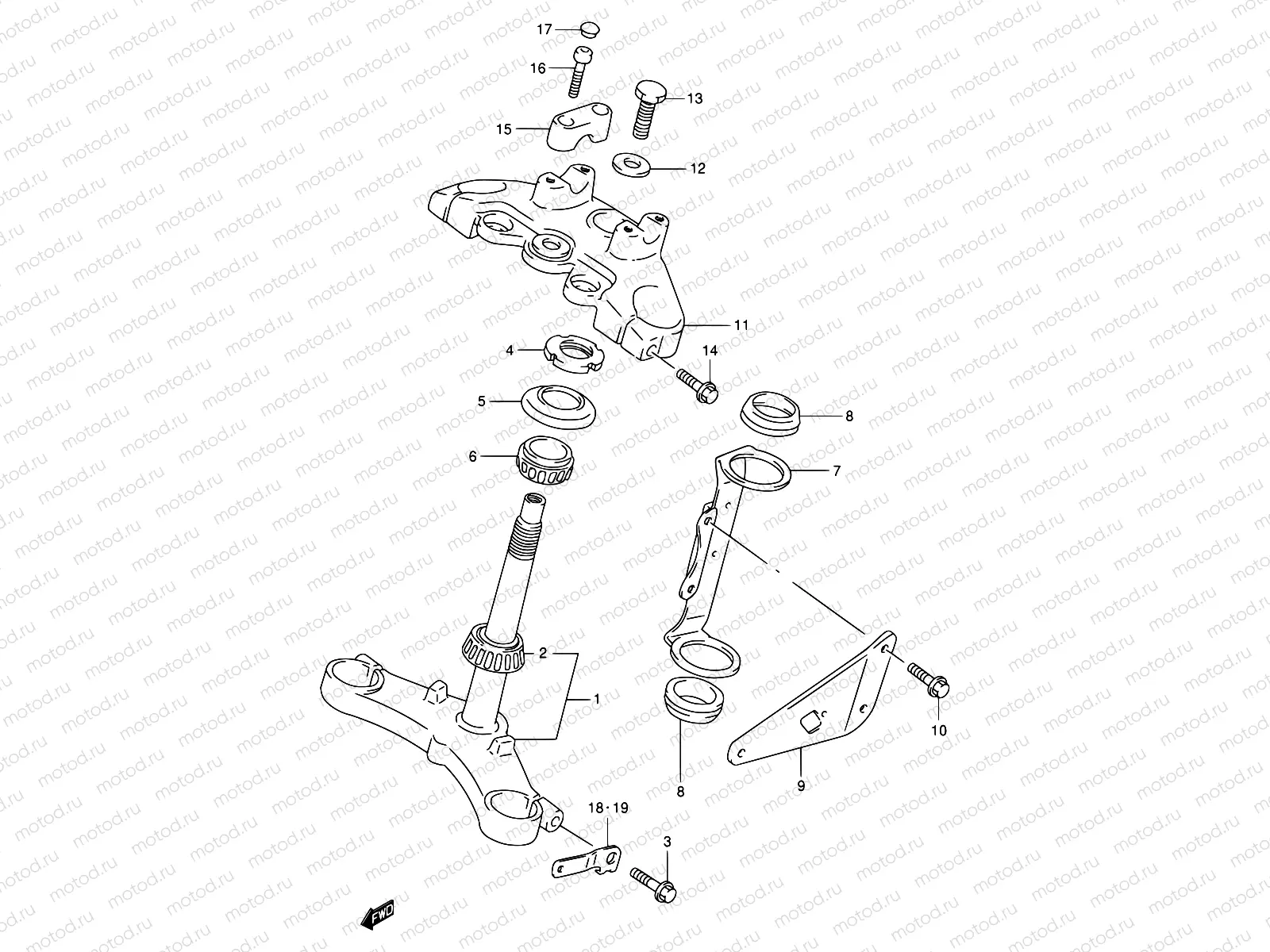 42 - STEERING STEM (MODEL V/W/X/Y)